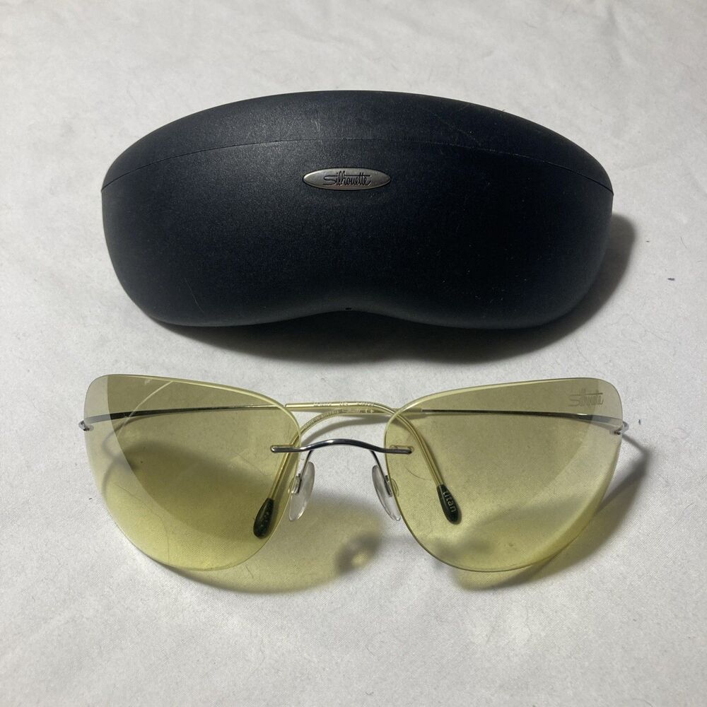 Silhouette Titan Rimless Sunglasses Yellow Gold Titanium Frame Austria & Case